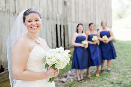 holding bouquet