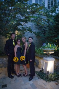 Bridesmaids,Groomsmen,Tuxedo,Bridesmaid dress,Flowers