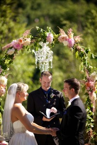 bride, groom, ceremony, outdoors