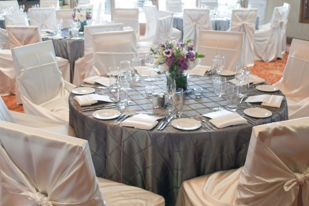 gray tablecloth